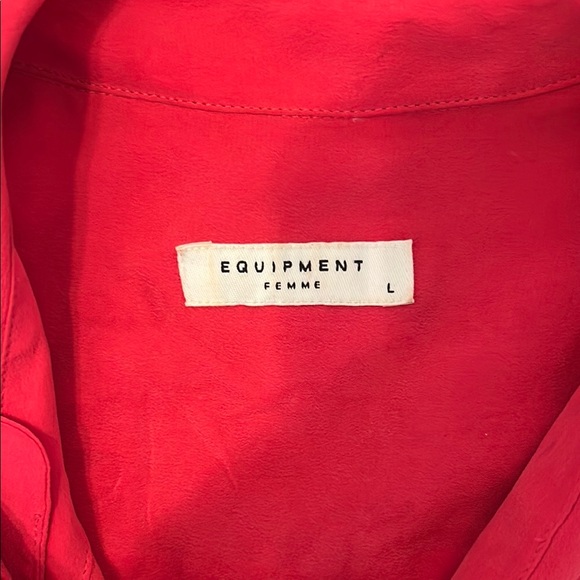 Equipment FR Sleeveless Hot Pink Button-Down Dress with tie size Large 100% silk - Picture 2 of 3